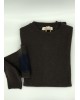 Knitted Neckline Makis Tselios Lambswool in Brown Color with Elbows Blue ROUND NECK
