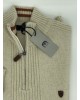 Knitted Makis Tselios with Zipper in Ecru Color and Embossed Design POLO ZIP LONG SLEEVE