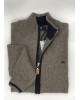 Knitted Cardigan Makis Tselios with Beige Zipper with Blue Details and Pockets JACKETS