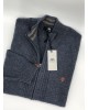 Knitted Cardigan Makis Tselios with Zipper and Side Pockets in Raf Color with Embossed Design JACKETS