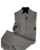 Makis Tselios Woolen Cardigan with Zipper and Side Pockets in Gray Color with Embossed Rhombuses JACKETS