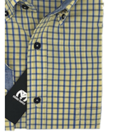 Makis Tselios Yellow Plaid Shirt with Blue in Comfortable Line