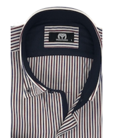 Striped Makis Tselios Shirts in White Base with Blue and Bordeaux