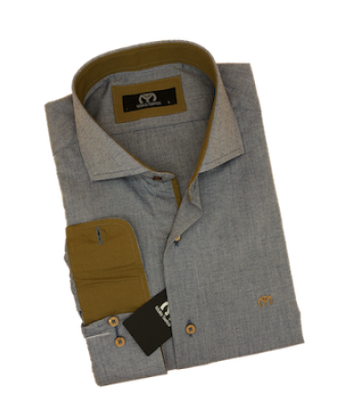 Makis Tselios Light Blue Shirt with Tampa Finishes and Semi Rex Collar