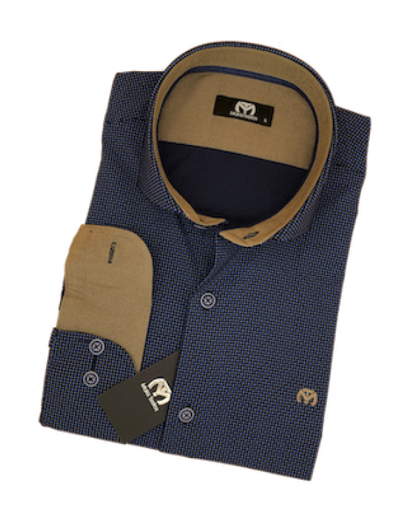 Makis Tselios Cotton Cotton Shirt with Micro Design and Semi REX Collar MAKIS TSELIOS SHIRTS