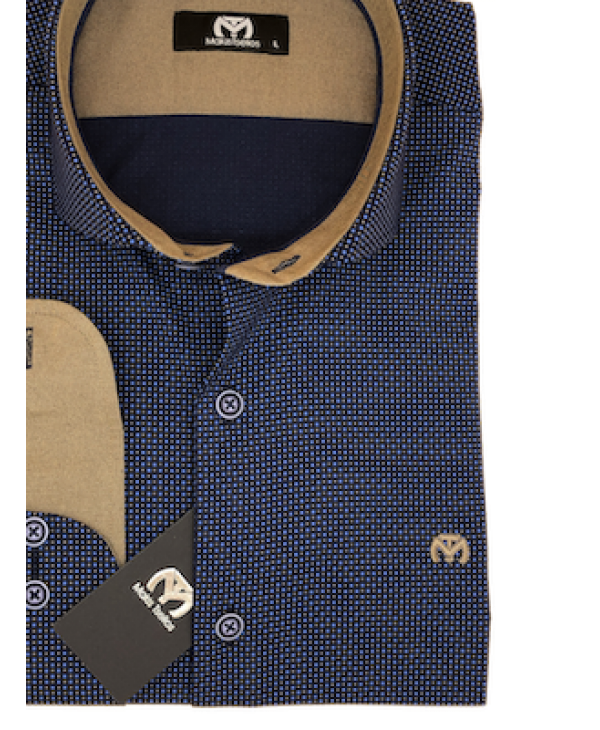 Makis Tselios Cotton Cotton Shirt with Micro Design and Semi REX Collar MAKIS TSELIOS SHIRTS