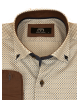 Makis Tselios Shirt in White Base with Miniature Blue and Oil as well as Brown Inner Collar and Cuff MAKIS TSELIOS SHIRTS