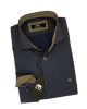 Makis Tselios Shirt Custom Fit on Blue Base with Brown Details MAKIS TSELIOS SHIRTS