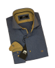 Makis Tselios πουκάμισο βαμβακερό σε ραφ βάση με πουά γαλάζιο και ταμπα τελειώματα