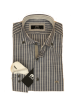 Makis Tselios cotton shirt on a gray base with a white stripe as well as white finishes MAKIS TSELIOS SHIRTS