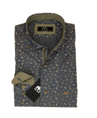 Makis Tselios shirt printed on a seam base with beige oil buds and tampa