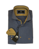 Makis Tselios πουκάμισο βαμβακερό σε ραφ βάση με πουά γαλάζιο και ταμπα τελειώματα