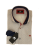 Makis Tselios shirt on a white base with a small blue and red pattern MAKIS TSELIOS SHIRTS