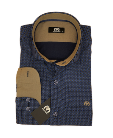 Makis Tselios Cotton Cotton Shirt with Micro Design and Semi REX Collar