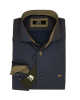 Makis Tselios Shirt Custom Fit on Blue Base with Brown Details MAKIS TSELIOS SHIRTS