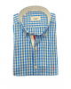 Cotton Shirt 100% Plaid in Blue Roua with Two Tone Finishes Aslanis men OFFERS