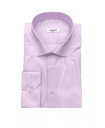 Aslanis Men Wide Line Lilac Shirt with Logo in Cuff
