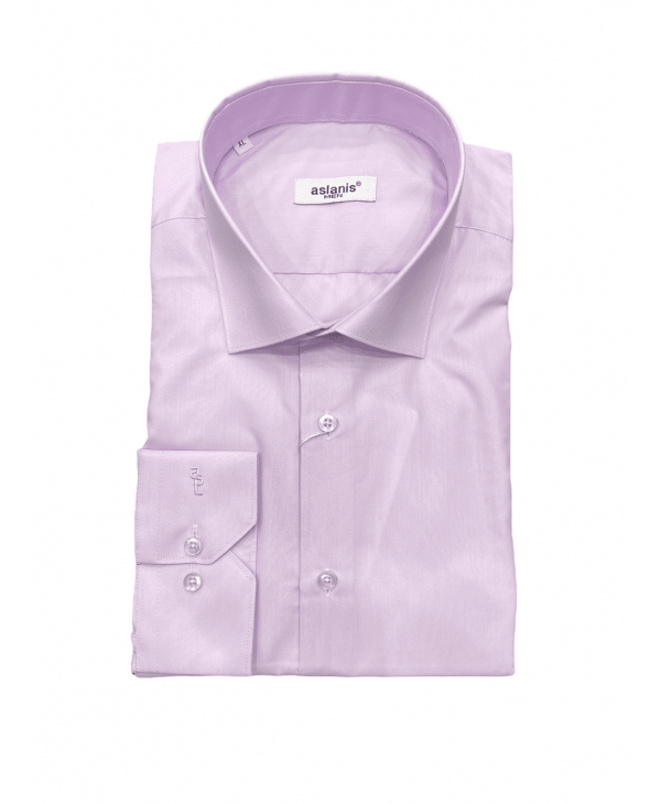 Aslanis Men Wide Line Lilac Shirt with Logo in Cuff OFFERS
