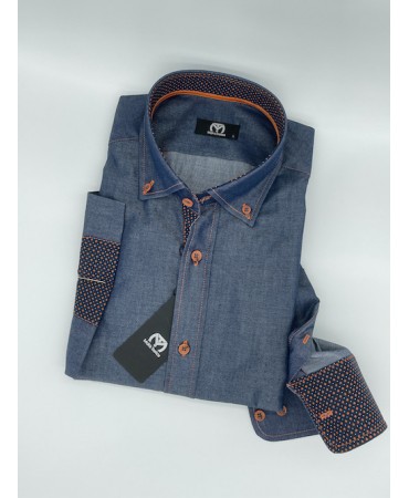 Makis Tselios Shirt in Button-Base Shelf, Cuff Collar and Patilet Lingerie in Orange