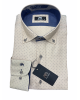 Men's Shirt Makis Tselios cot.70% -pol.30% with Miniature Blue on Beige Base OFFERS