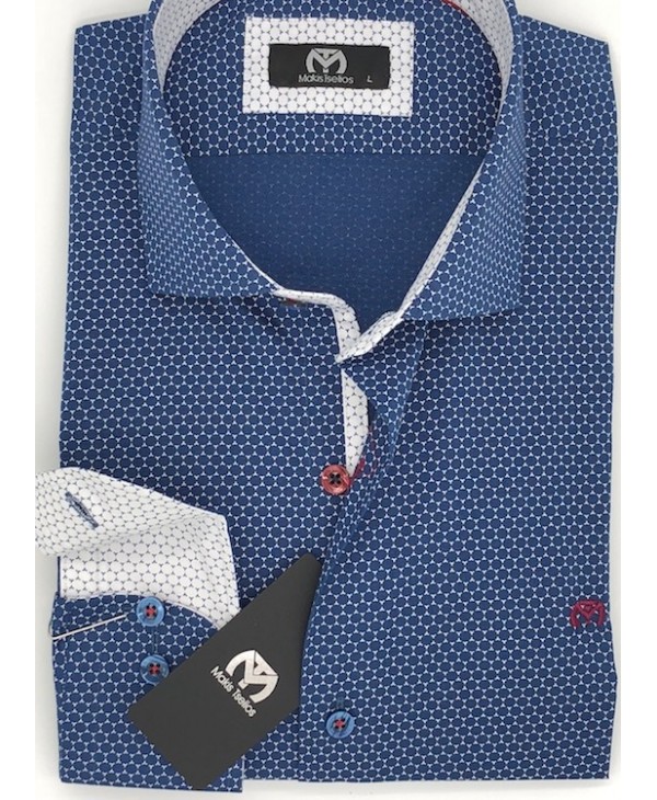 Makis Tselios Comfortable Line Shirt Miniature Blue Cotton MAKIS TSELIOS SHIRTS