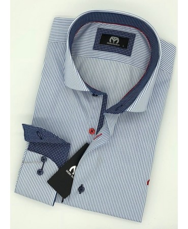 Makis Tselios Striped Shirt in Comfortable Line with Rex Collar