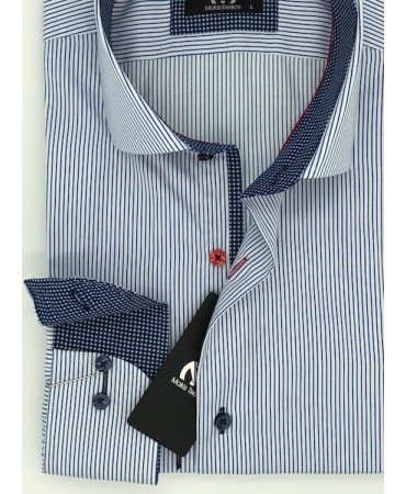 Makis Tselios Striped Shirt in Comfortable Line with Rex Collar