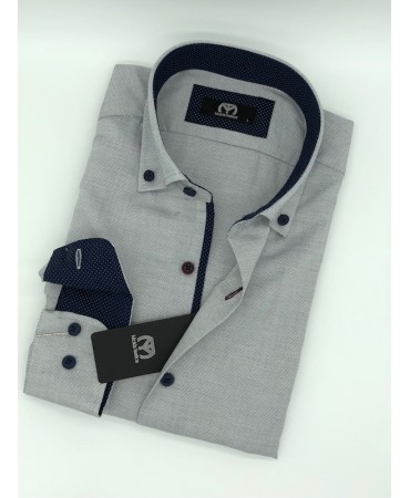 Makis Tselios Shirt Custom Fit Grey Button Down