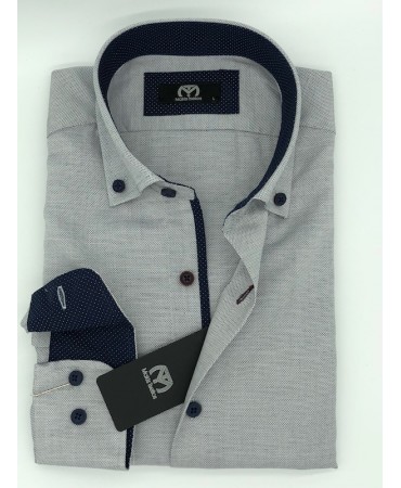 Makis Tselios Shirt Custom Fit Grey Button Down