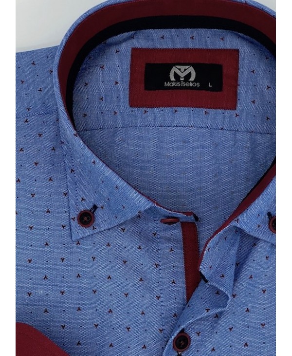 Makis Tselios Shirt with Blue Design on a Comfortable Line MAKIS TSELIOS SHIRTS