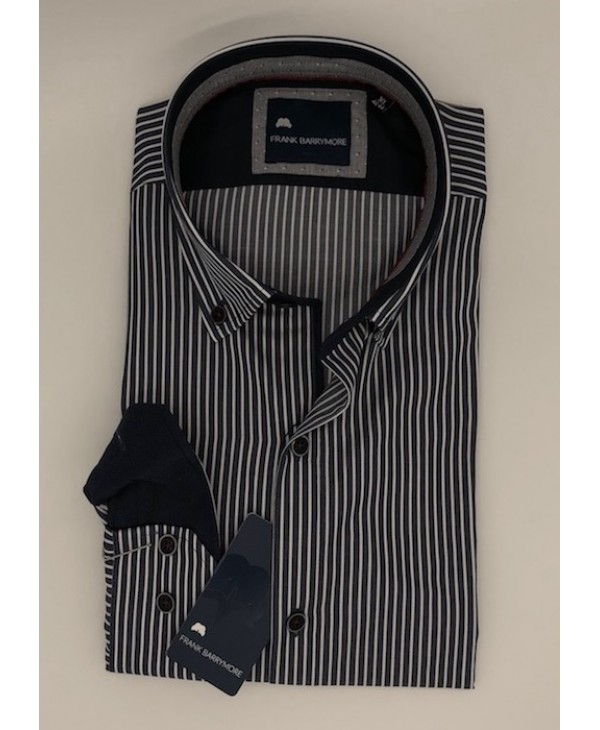 Frank Barrymore Blue Shirt with White Stripe and Special Buttons FRANK BARRYMORE SHIRTS