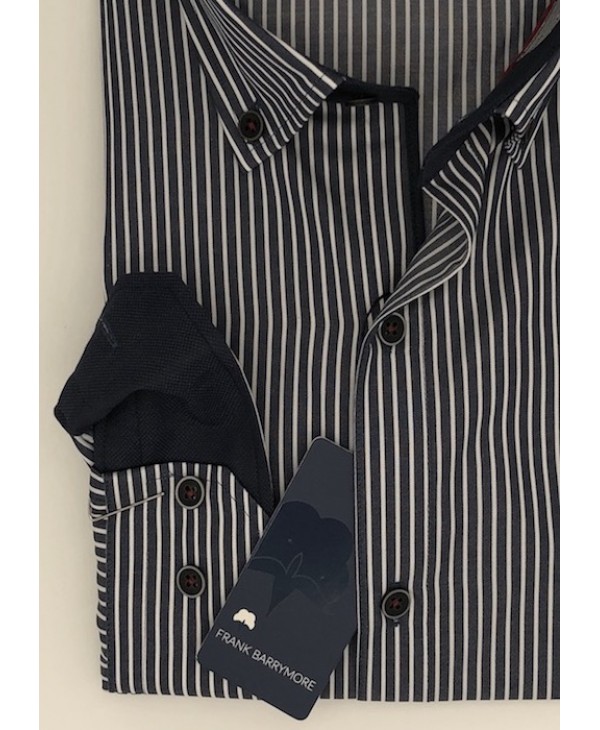 Frank Barrymore Blue Shirt with White Stripe and Special Buttons