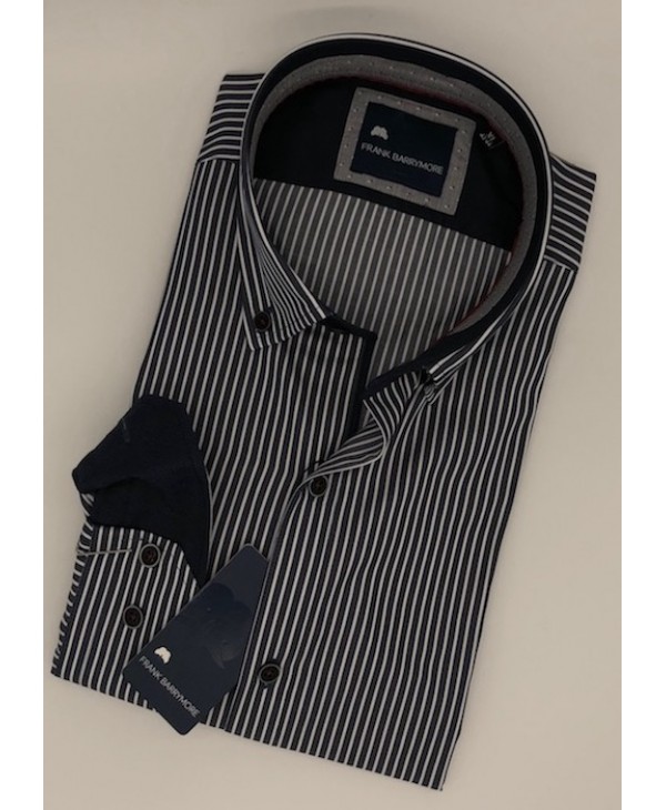 Frank Barrymore Blue Shirt with White Stripe and Special Buttons