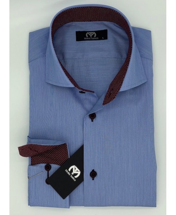 Makis Tselios Light Blue Shirt Thousand Custom Custom Fit with Special Button MAKIS TSELIOS SHIRTS
