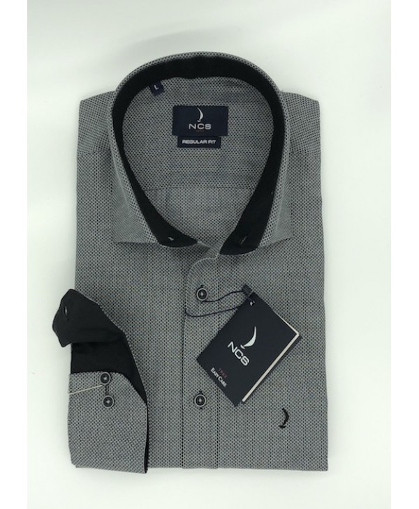 Men's Shirt Miniature Gray with Black Details Ncs Piraeus  NCS SHIRTS