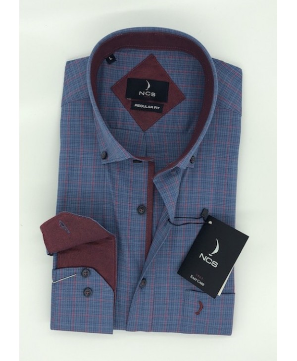 Men's shirts Ncs Button Down in Red Plaid with Ruff Base  NCS SHIRTS