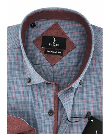 Men's shirts Ncs Button Down in Red Plaid with Ruff Base
