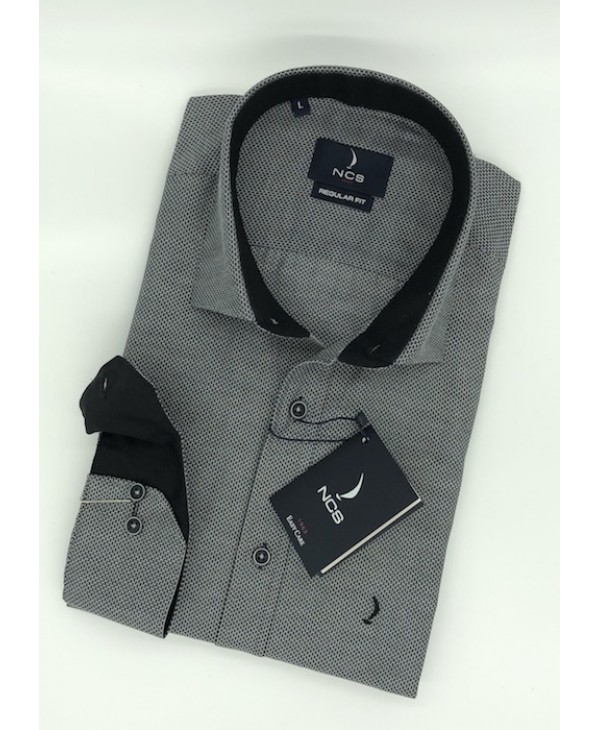 Men's Shirt Miniature Gray with Black Details Ncs Piraeus  NCS SHIRTS