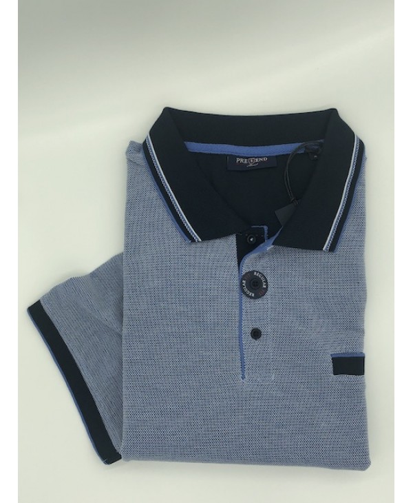 Pre End t-shirt with blue collar with blue ends and recessed pocket SHORT SLEEVE POLO 