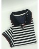 Pre End polo shirt 100% Cotton striped white with blue SHORT SLEEVE POLO 