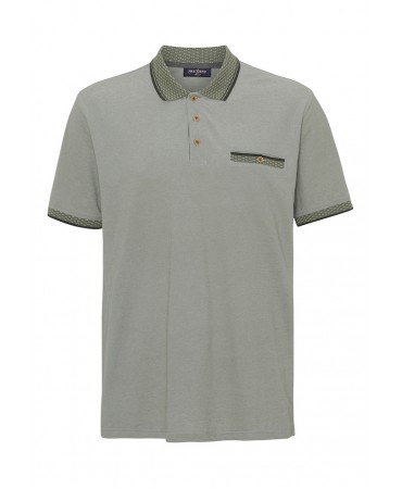 Pre End Polo in Oil Color with Collar, Lace and Pocket Finish in Miniature Green