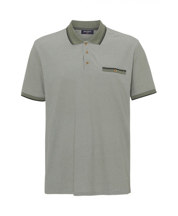 Pre End Polo in Oil Color with Collar, Lace and Pocket Finish in Miniature Green SHORT SLEEVE POLO 