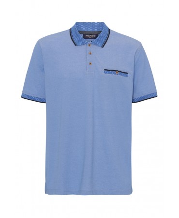 Polo in Blue Color PreEnd with Collar, Slats and Pocket Finish in Miniature Blue Rouge
