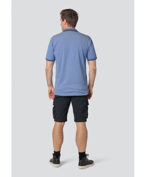 Polo in Blue Color PreEnd with Collar, Slats and Pocket Finish in Miniature Blue Rouge SHORT SLEEVE POLO 