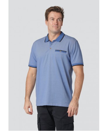 Polo in Blue Color PreEnd with Collar, Slats and Pocket Finish in Miniature Blue Rouge