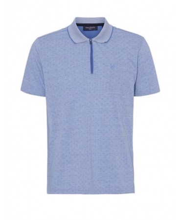 Pree End Polo with Zipper in Blue Base with Polka Dot Turquoise