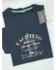 Tshirt Neck T-Shirt in Blue with Yachting PreEnd Print
