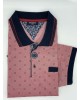 Pree End Bordeaux Blouse with Miniature Blue and Special Lace SHORT SLEEVE POLO 