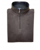 Brown blouse in a comfortable line with a zipper and black trim POLO ZIP LONG SLEEVE