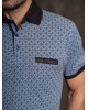 Preend polo shirt on light blue base with blue geometric pattern and pocket SHORT SLEEVE POLO 